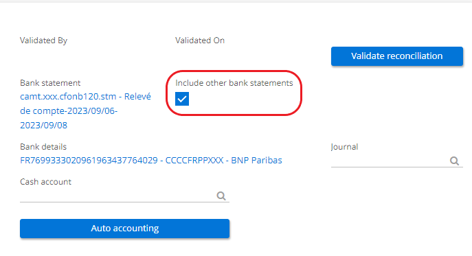 1.4. Include other bank statements checkbox.